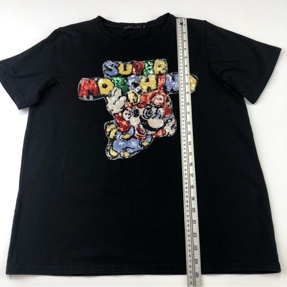 SUPER Mario sequin black tee Large - Picture 4 of 6